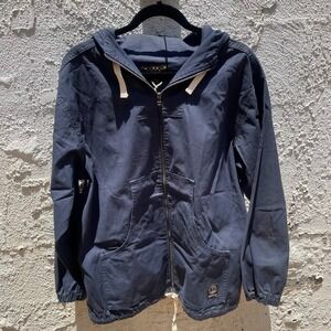 Deus Ex Machina Hooded Jacket Men's Medium Navy Blue Full Zip Windbreaker